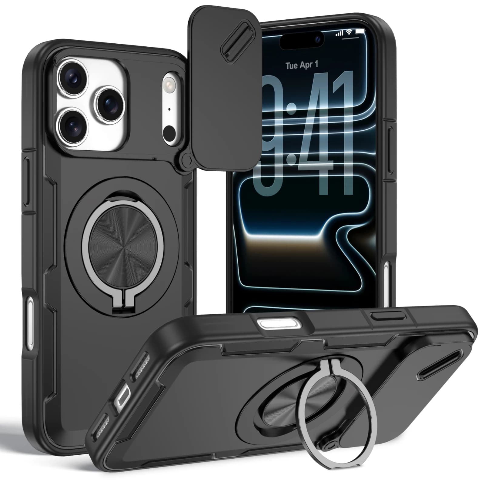 Custodia Rigida Nera per iPhone 17 Pro Max 16 Plus 12 13 14 15 Pro Max, Cover Magnetica per iPhone 17 Compatibile con MagSafe
