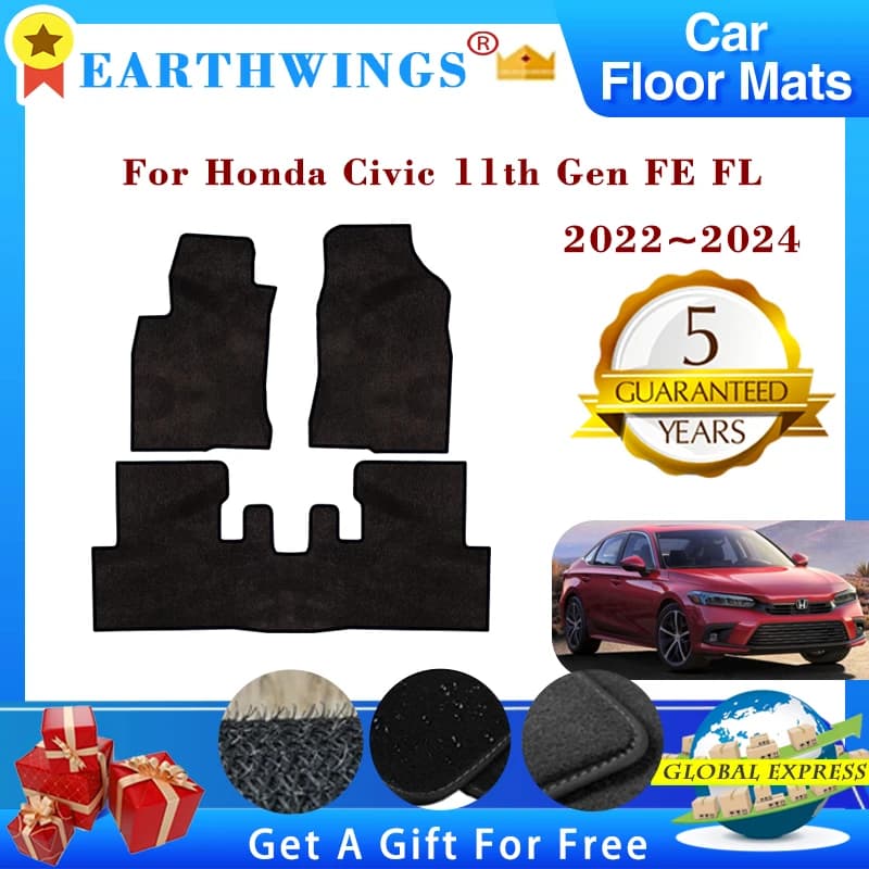 Tappetini per Auto per Honda Civic 11th Gen FE FL 2022 2023 tappeti tappetini per pannelli copriscarpe tappetini antiscivolo accessori Auto