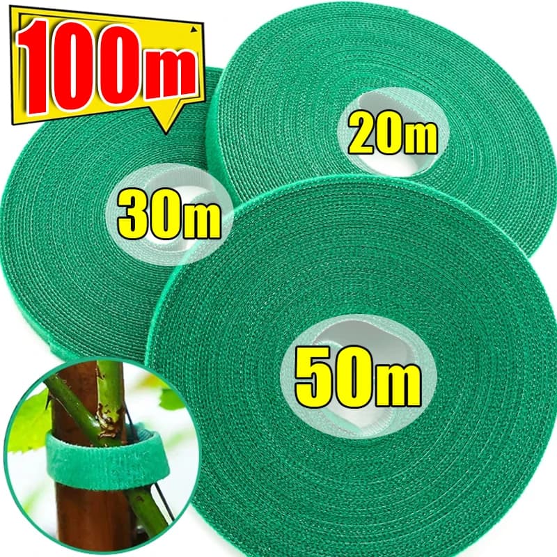 100/2M Pianta Fascetta In Nylon Spago Da Giardino Verde Autoadesiva Regolabile Piante Fasciatura Gancio Anello Supporto Riutilizzabile Nastro di Fissaggio