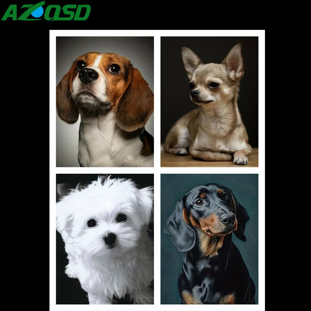AZQSD Kit di pittura diamante cane animale regalo immagine di strass 5d fai da te punto croce trapano rotondo ricamo 30x40 cm decorazioni per la casa