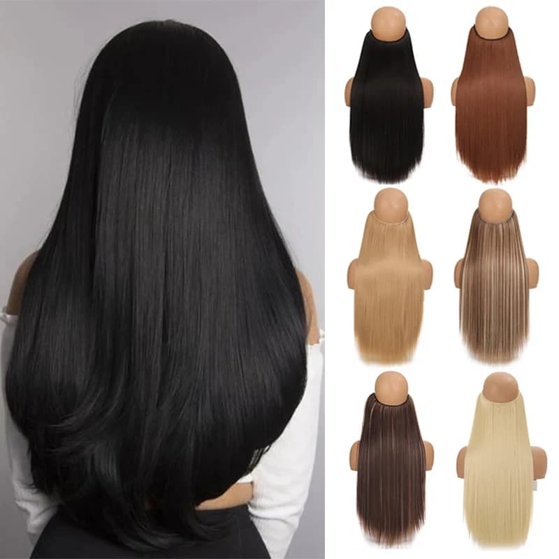 Fish Line Hair Extension Piece Length (40cm 50cm 60cm) Straight Hair Curly Hair Daily Wear Suitable for All Women