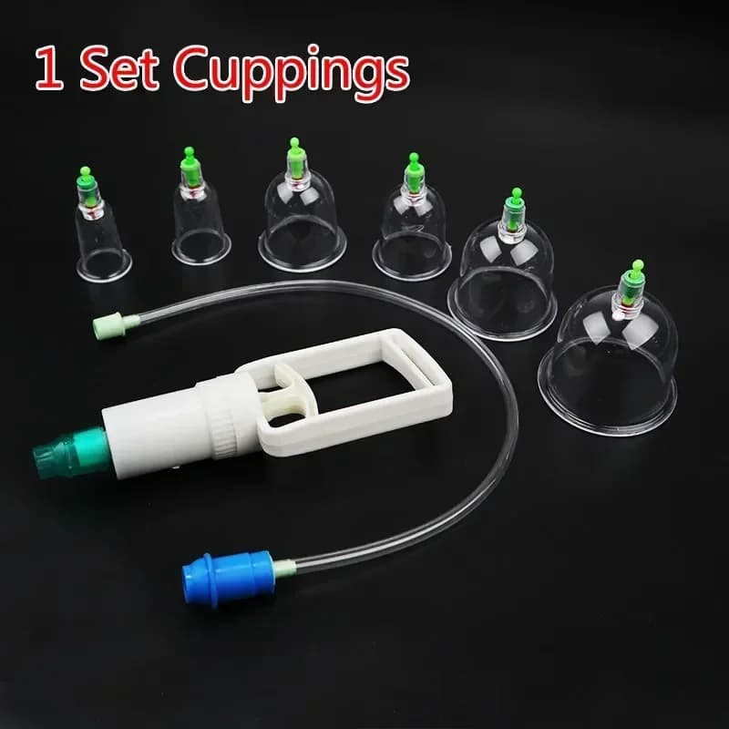 6 pieces vacuum cup set with pump gun suction cup back massage cup for body detoxifying cans for anti-cellulite therapy jars for healthy care