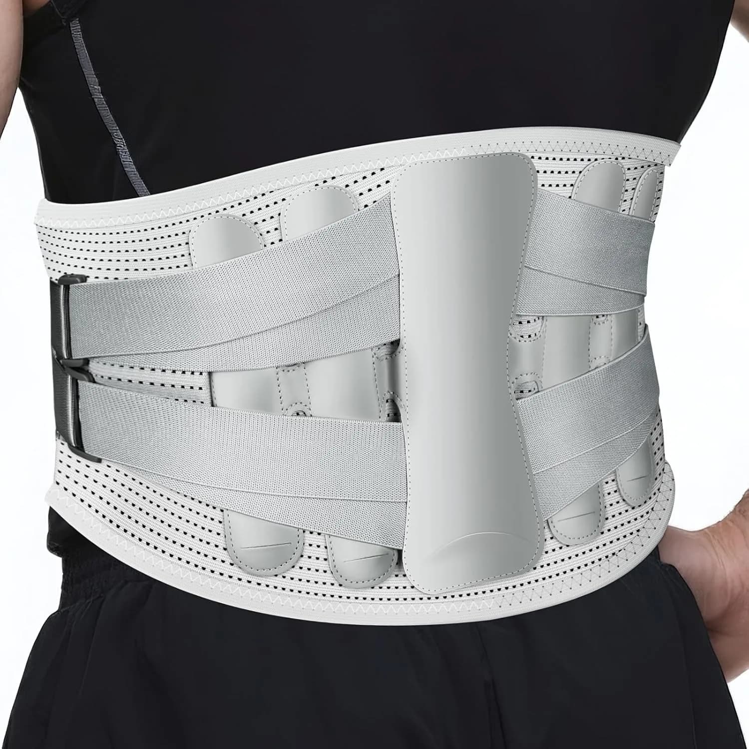 Tutore per la schiena per dolori lombari – Supporto in acciaio 5X con compressione regolabile, cintura di supporto lombare per uomo e donna, traspirante