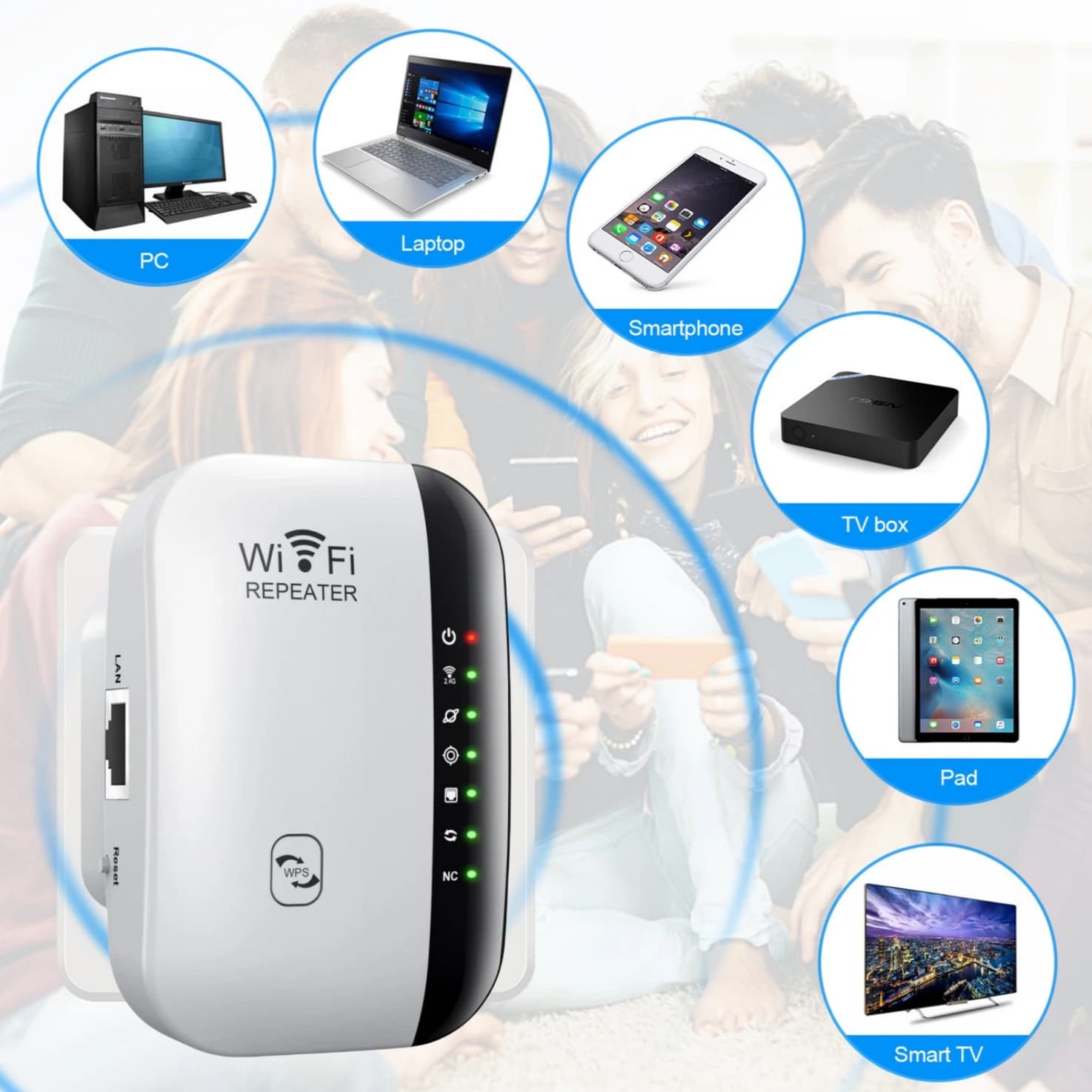 Ripetitore WiFi wireless 300Mbps Ripetitore segnale WiFi Luce di stato Router 2.4G Amplificatore WiFi Router WPS A lungo raggio Facile installazione MT2