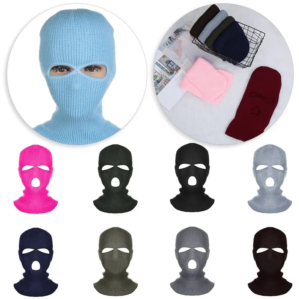 New Motorcycle Helmet 3 Hole Helmet Winter Knit Hat Mask Ski Mask Full Face Cap