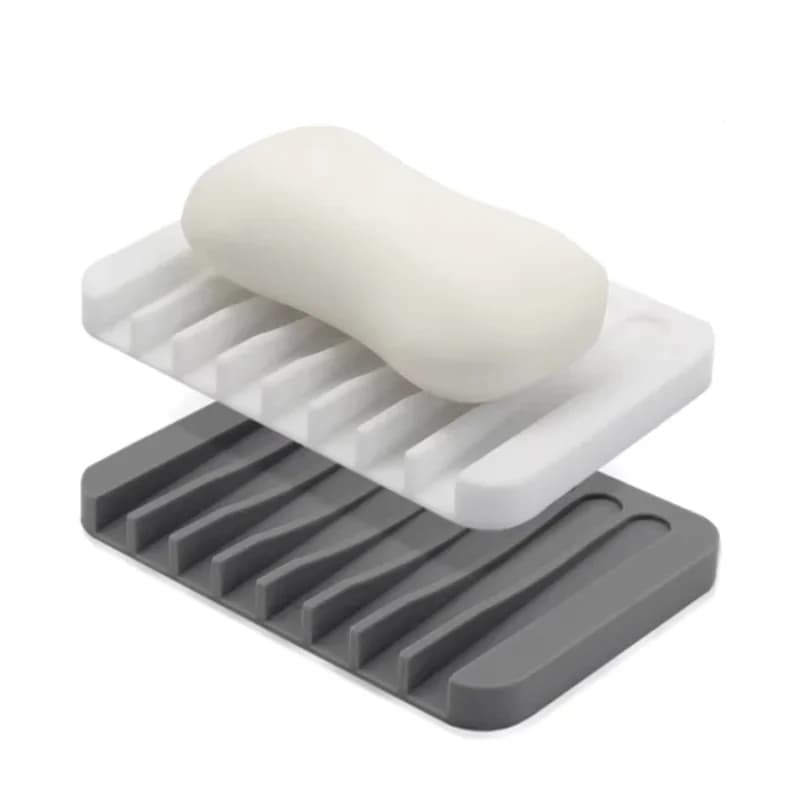 Bathroom Silicone Soap Dish Drain Bath Drain Soap Rack Kitchen Countertop Sponge Rack Drying Tray