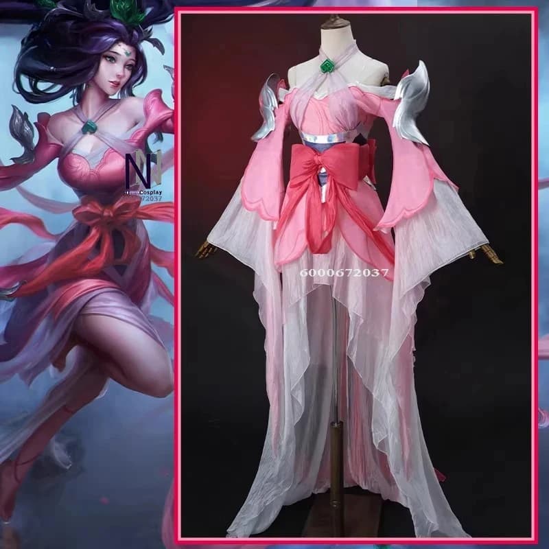Costume Cosplay ABC123Hot Game The Storm's Fury, Abito Tradizionale Rosa per Donna Adulta, Vestito Anime Janna per Giochi di Ruolo x,3;b'2