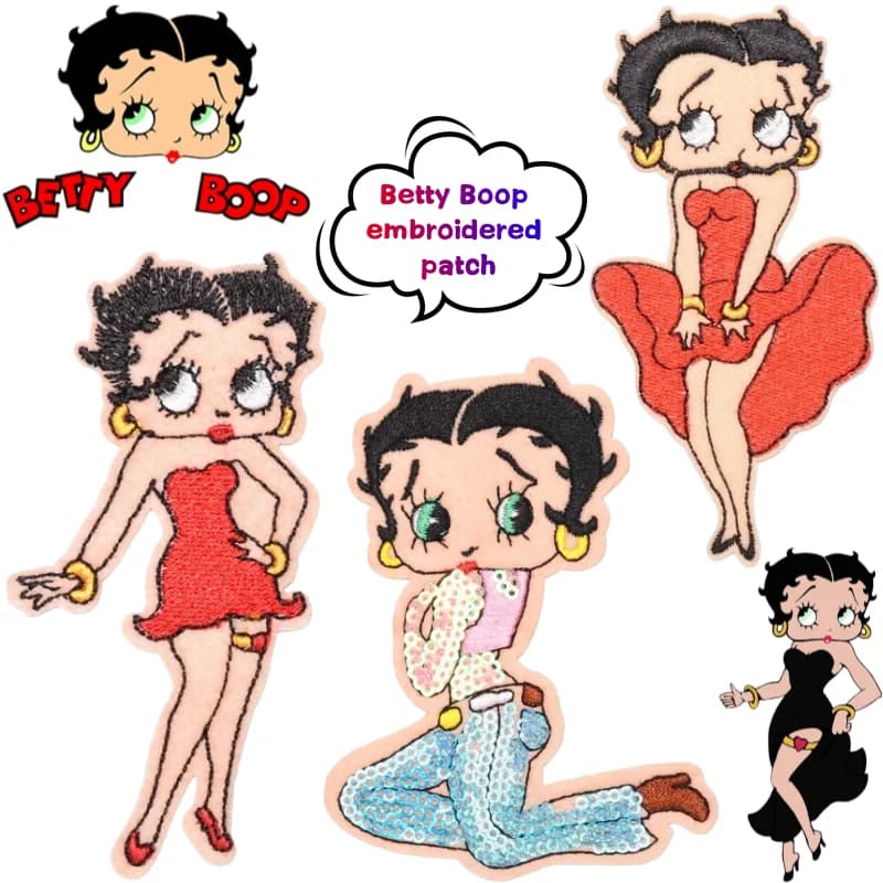 Patch Betty Boop ad alta intensità cromatica, stampa di personaggi anime e cartoni animati, ricamo termoadesivo per riparazione abiti da uomo e donna, per studenti