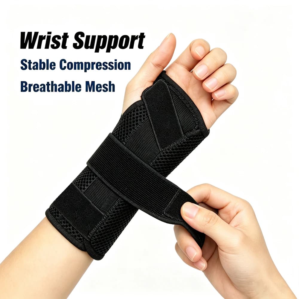 Daily Wear Wrist Immobilizer Brace Relieves Carpal Tunnel Swelling Sprain Tendon Pain Breathable Fabric with Detachable Stays