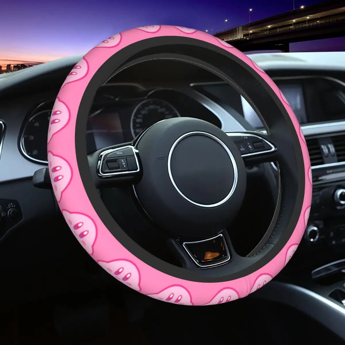 Star Kirbys Car Seat Cover Soft Car Cardboard Games Auto steering wheel protection Car accessories suitable for automatic decoration