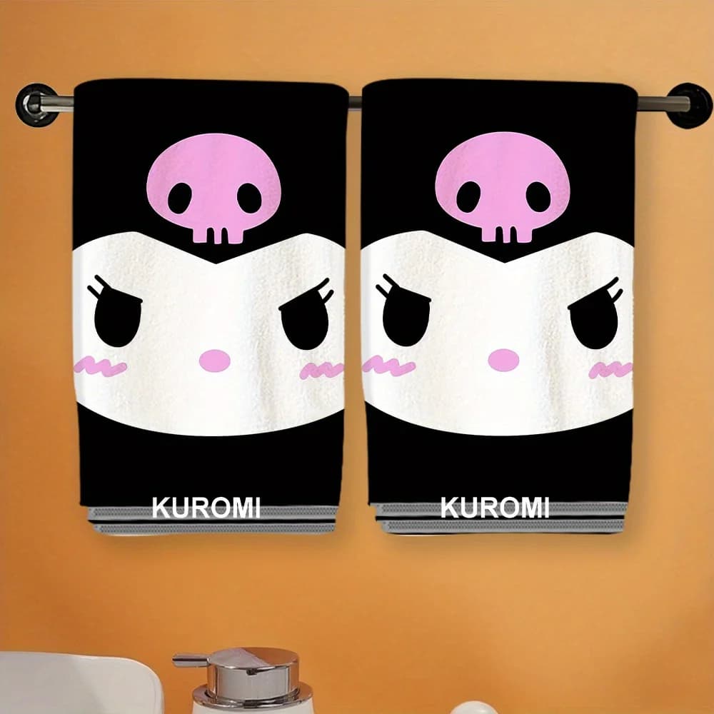 2 asciugamani Sanrio Kuromi - Lavorazione squisita, utilizzabili tutto l'anno per bagno, cucina, viaggi, regalo perfetto