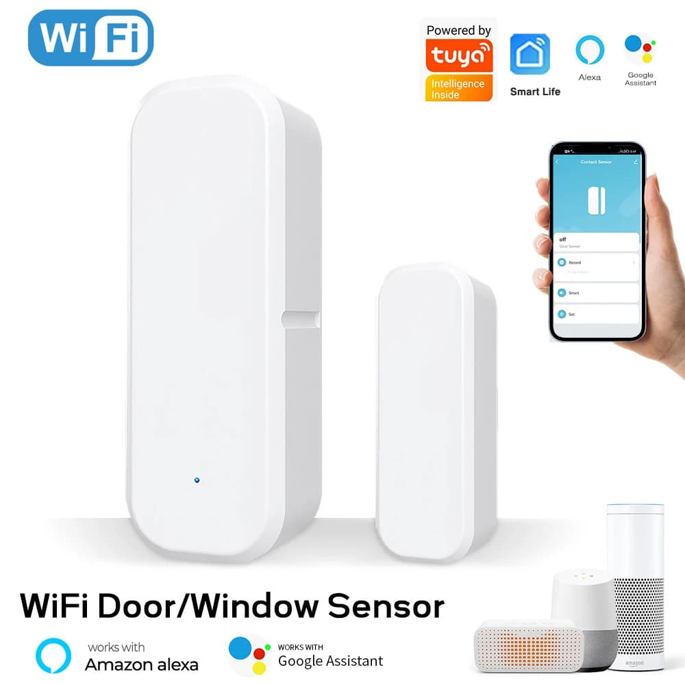 Tuya Wifi Smart Door Sensor Allarme di sicurezza per ingresso finestra Alexa Sensore di allarme antifurto compatibile con Google Home per la sicurezza domestica
