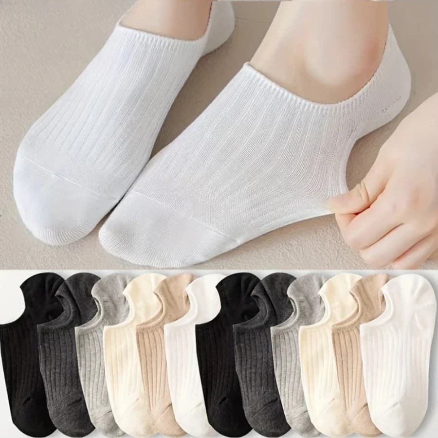 12 Paia di Calzini Invisibili a Tinta Unita di Colori Misti, Elastici, Comodi per Tutto l'Anno, Adatti per la Vita Quotidiana Casual