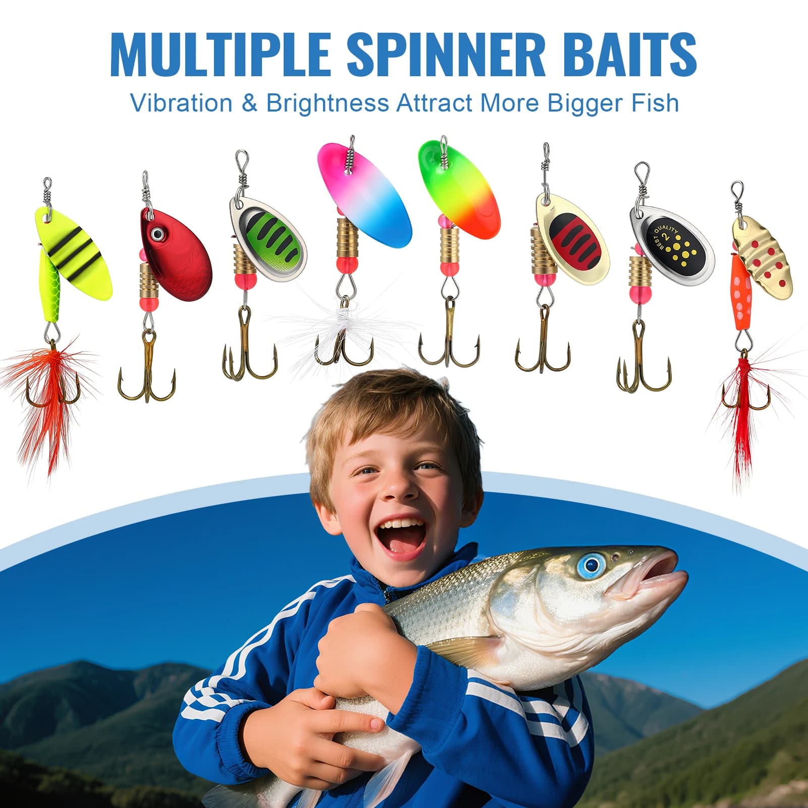 Professional Spinner Baits Metal Lures for Freshwater Fishing Bass Trout Salmon Kit with Tackle Box Durable Gear Accessories