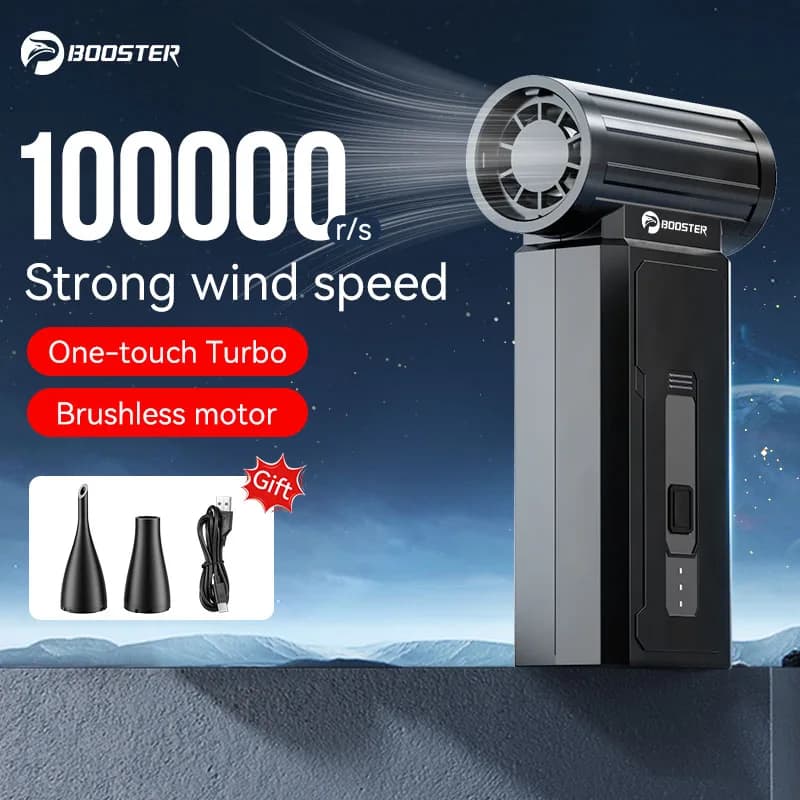 Booster Turbo Fan W01 Ventilatore d'aria ricaricabile 100000 Asciugatrice elettrica per spolverino per tastiera per computer senza fili senza spazzole RPM