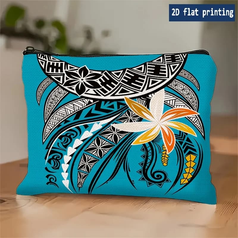 Borsa per il trucco con logo etnico tribale, 1 pezzo - Pochette multifunzionale con cerniera per donna, perfetta borsa da viaggio con cerniera, divertente regalo di compleanno