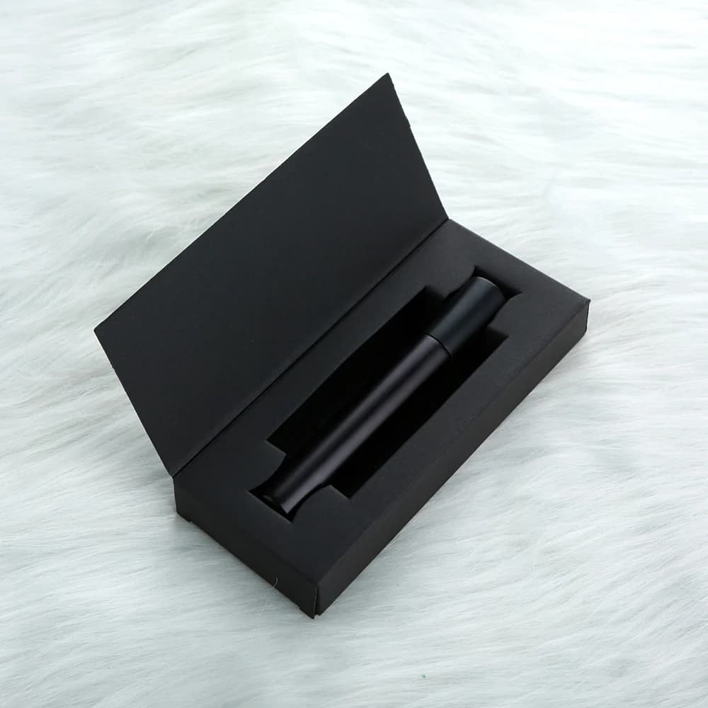 Bottiglia di profumo nero opaco da 10/20 pezzi da 15 ml con scatola di imballaggio e atomizzatore - Bottiglia vuota riutilizzabile, portatile e essenziale da viaggio