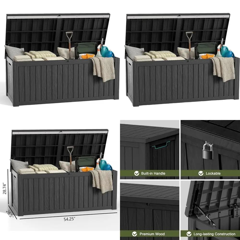 Large Exterior Container - 150 Gallon Waterproof Box for Patio Furniture, Bearings, Garden Tools and Pool Accessories