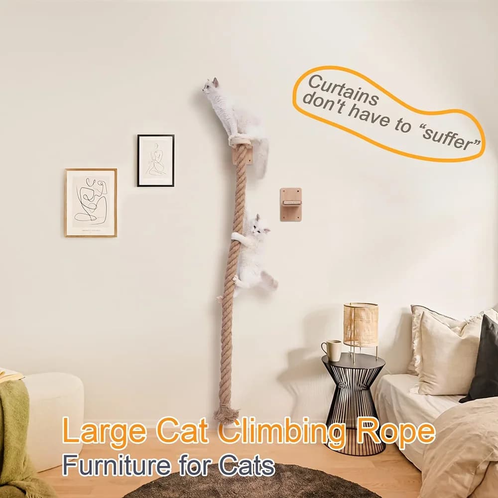 Cat Tower with Ribbon Cat Tree with Rock Climbing Rope Cat Tower with Jump Platform Tiragraffi for durable cats