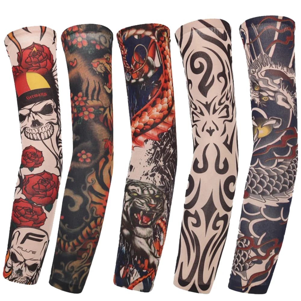 1 pcs new flower arm tattoo sleeves seamless riding outdoor sun protection sleeves arm sun protection UV heater for men woman