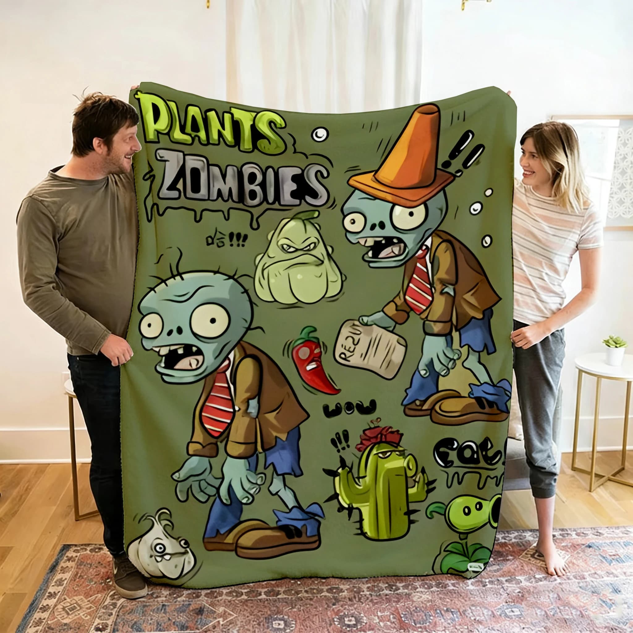 P-Plants Vs Z-Zombi Printed Fleece Throw Blanket Children Warm Soft Blankets for Sofa Bed Cover Blanket Travel Office Gift New