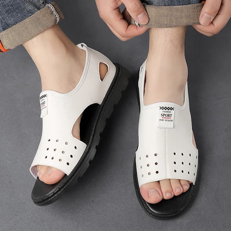 Men's Fashion Roman Sandals, Summer Comfortable Slip-On Slippers, Non-slip Soft Sole Casual Shoes-HT301