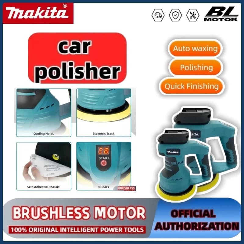 Lucidatrice per auto a batteria Makita 18V Strumento per ceratura e lucidatura elettrico alimentato a batteria con 8 velocità regolabili