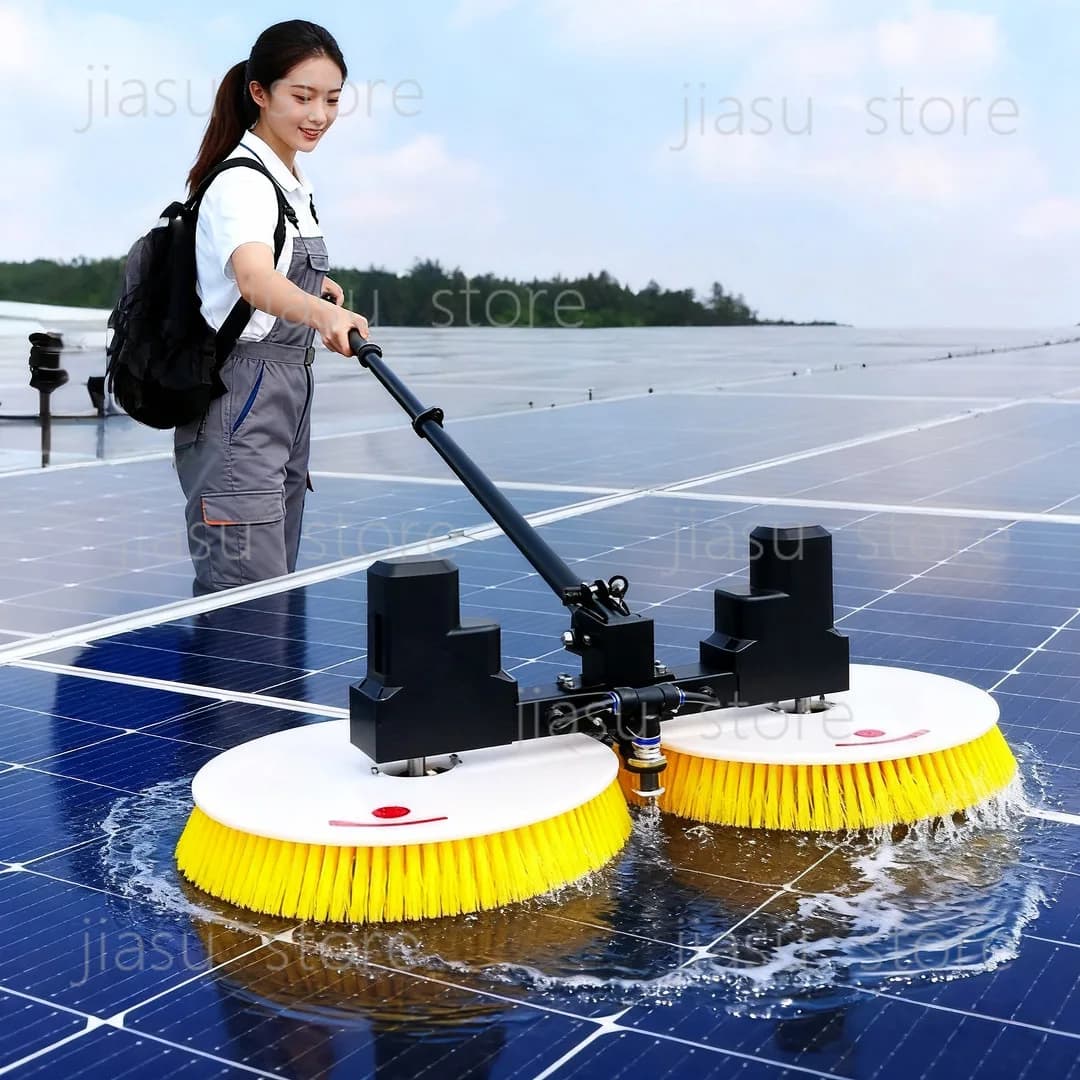 Robot per la Pulizia Elettrica di Pannelli Fotovoltaici, Strumento Multifunzionale con Spazzola a Doppia Testa per la Pulizia Solare