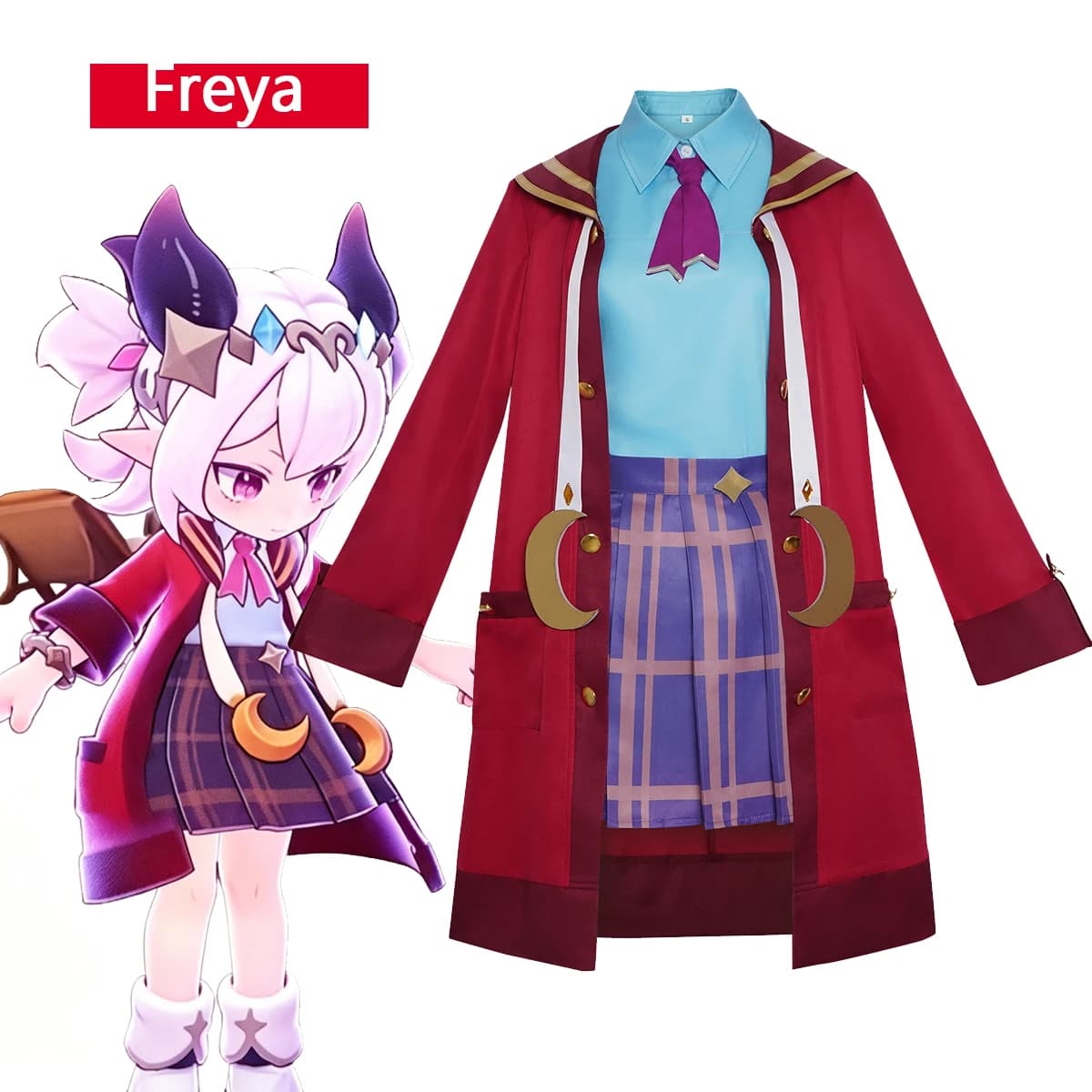 Costume Cosplay Freya Regno di Roco, Gonna, Cappotto, Pantaloni, Abbigliamento Femminile per Feste, Travestimento, Giochi di Ruolo, Outfit per Halloween