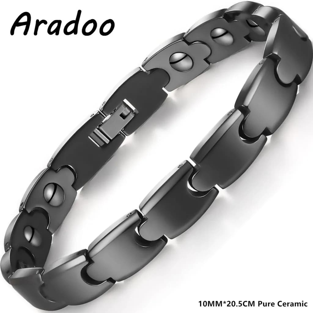 Regali di gioielli con bracciale magnetico in ematite ceramica Aradoo Premium