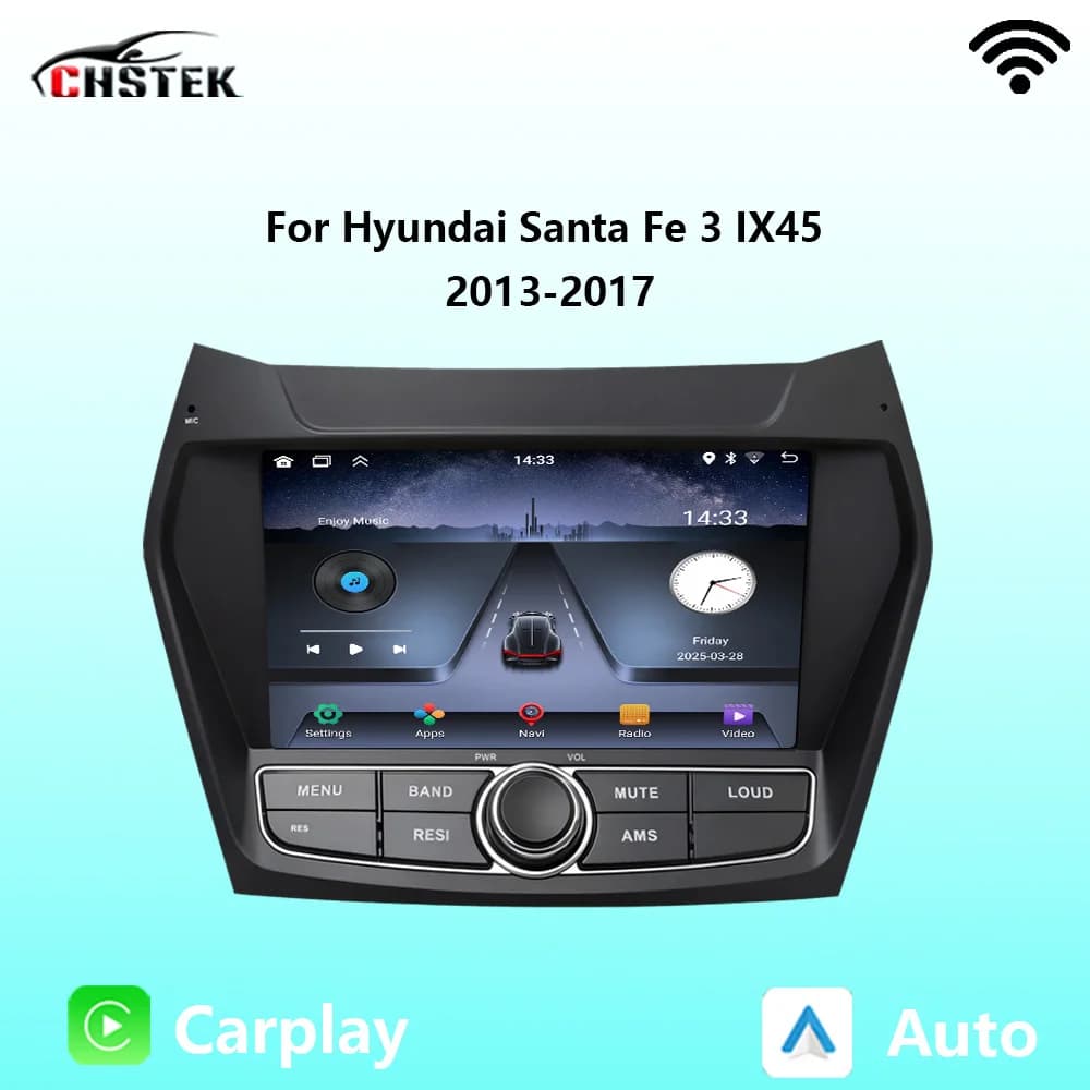 CHSTEK Autoradio Carplay Android Auto Per Hyundai Santa Fe IX45 SantaFe 3 2014-2018 Multimedia Stereo di Navigazione Bluetooth WIFI