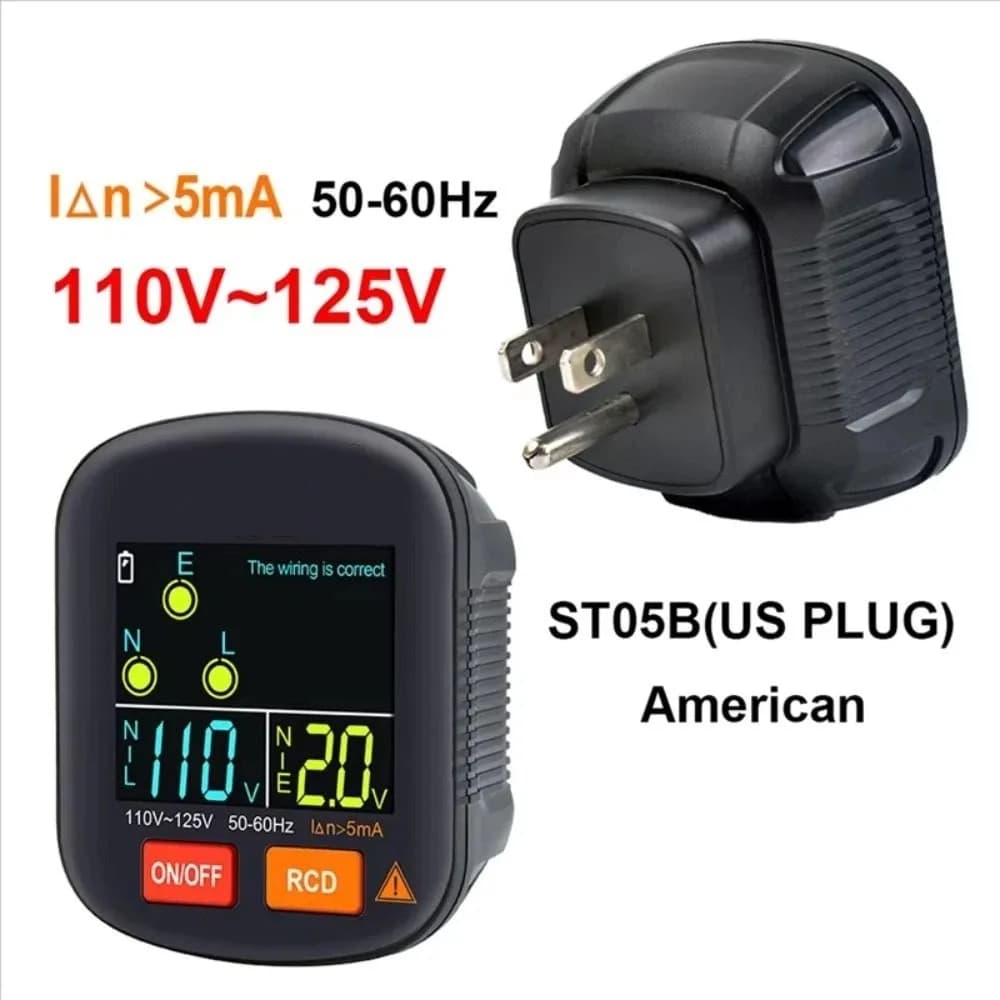 Intelligent Digital Tester for Electric Courses: Earth Detector, RCD Test, Voltage Test, Polarity, Phase, NCV Test - USA Spin