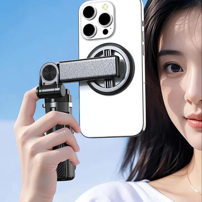 Magnetic selfie stick Support for Bluetooth selfie with 360-degree rotation Support for portable telescopic magnetic tripod for live streaming
