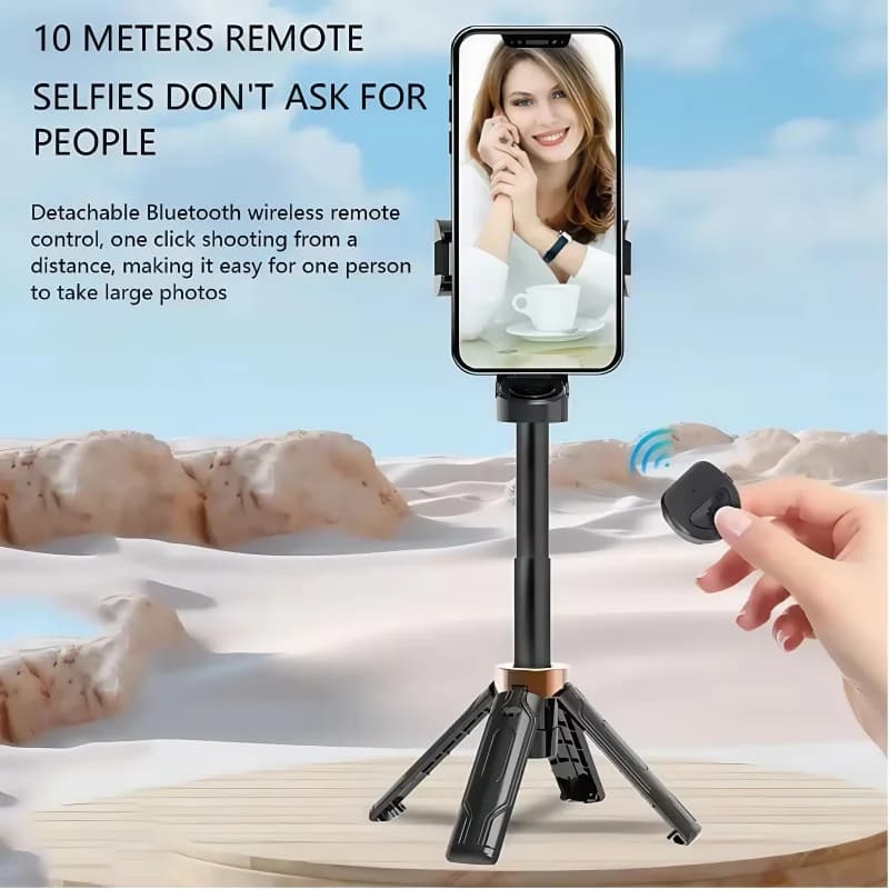 Mini selfie stick portatile, supporto per telefono cellulare, assistente di tiro, design integrato multifunzionale, telecomando Bluetooth