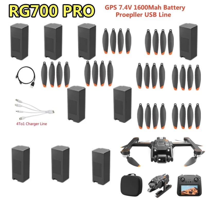 RG700PRO RG700 PRO GPS Drone RC con Schermo da 4.5 Pollici, Ricambi e Accessori per Quadricottero, Batteria 7.4V 1600MAH/Lama/USB