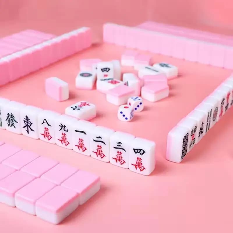 Mahjong imposta gioco da tavolo con grande custodia gioco da tavolo portatile con 144 piastrelle Mahjong in resina melammina per il tempo libero in famiglia