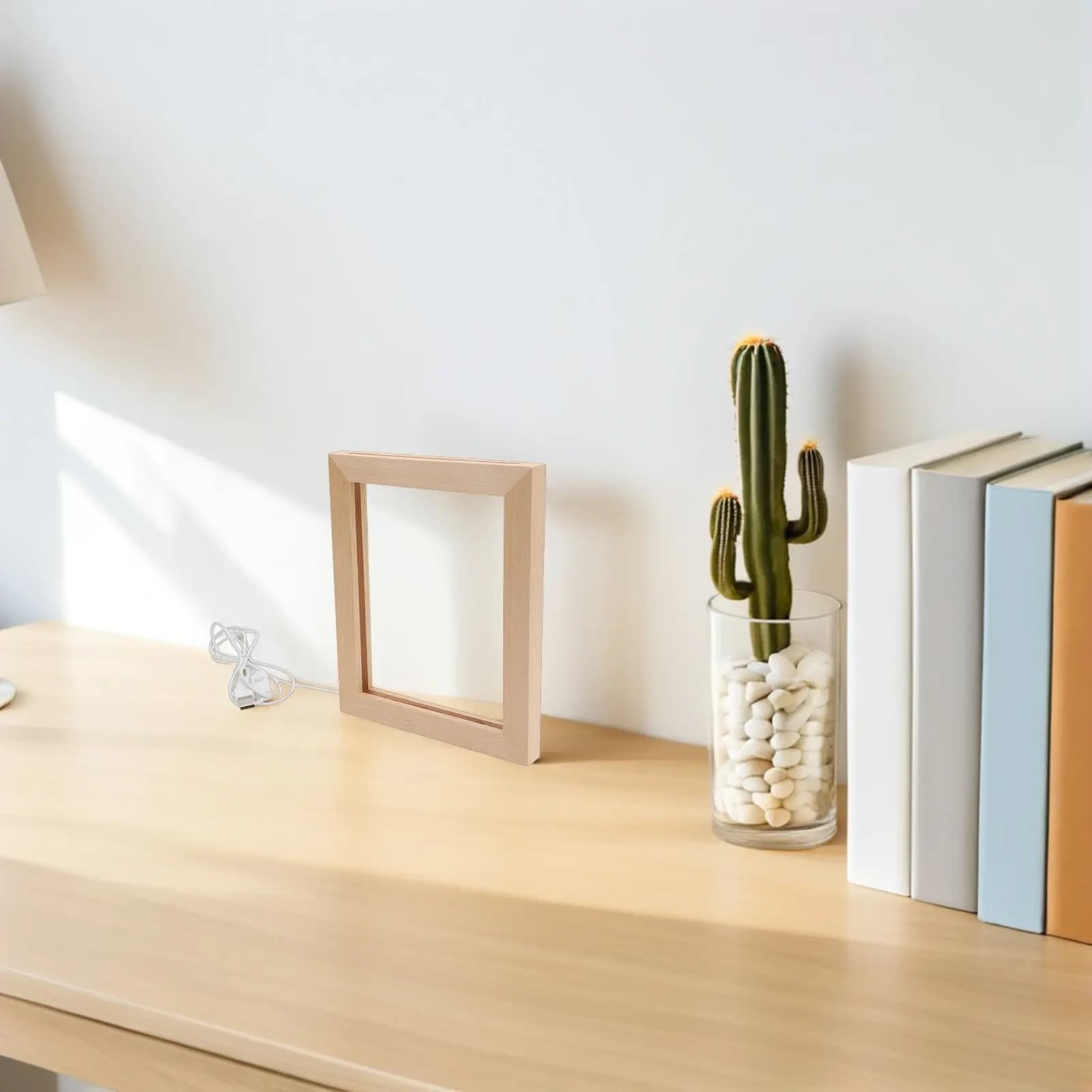 Wooden LED Light Photo Frame Unique Desktop Picture Holder for Home Decor Warm Romantic Atmosphere Luminous Photo Display Frame