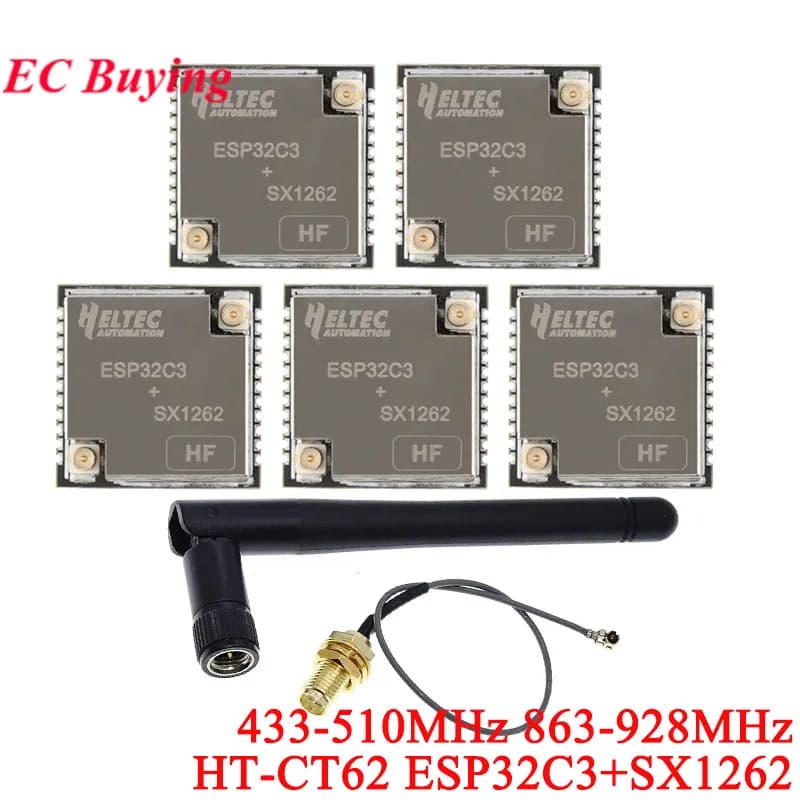 5 Pz/1 pz HT-CT62 ESP32C3 SX1262 compatibile Bluetooth BLE LoRa LoRaWAN Nodo WiFi Modulo Wireless 433-510 MHz 863-928 MHz Antenna