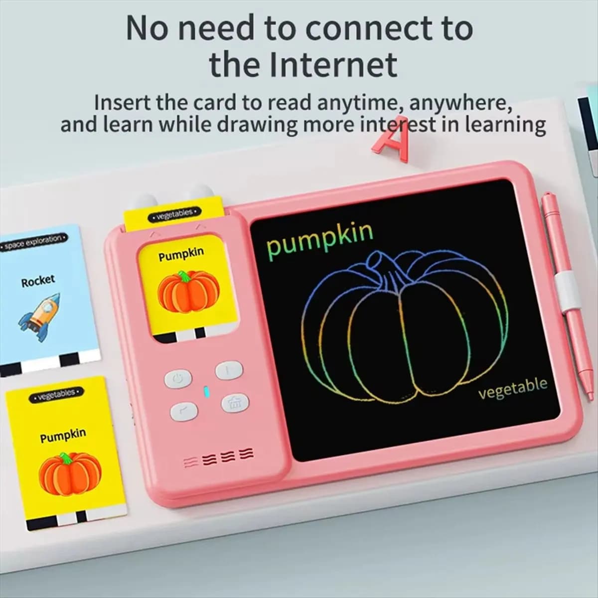 Tavoletta LCD per Disegno e Scrittura per Bambini OKgood, Giocattolo Educativo Montessori per l'Apprendimento Visivo e del Testo, Lavagna Parlante per Bambini, Blu