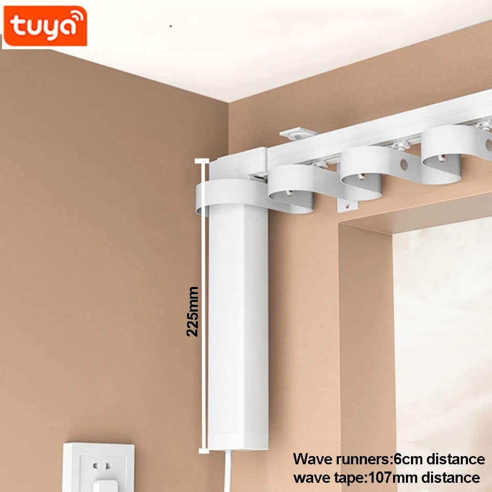 2.9M 6M Tuya Wifi Electric Smart Curtain Motor 1.2N S Wave Track Cornic,smart Voice Control Alexa Google Assist Alice
