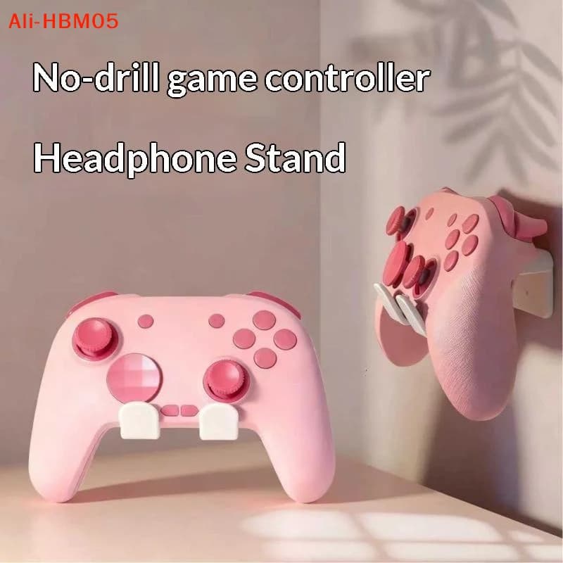 (HB05)Multi Functional Wall Mount Headphones Controllers Holder Stand No Punch Easy Install Game Handle Stand