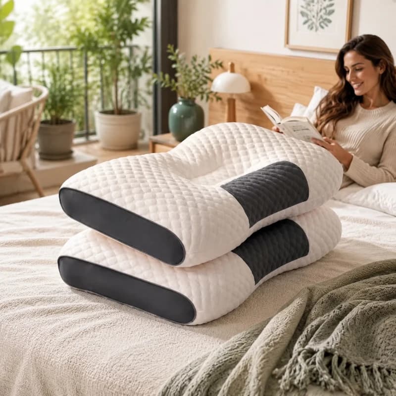 Cuscino Cervicale Ergonomico a Nido d'Ape Bianco, Supporto per il Collo, 2 Pezzi, Cuscino per Massaggio Cervicale, Opzioni Standard e Premium