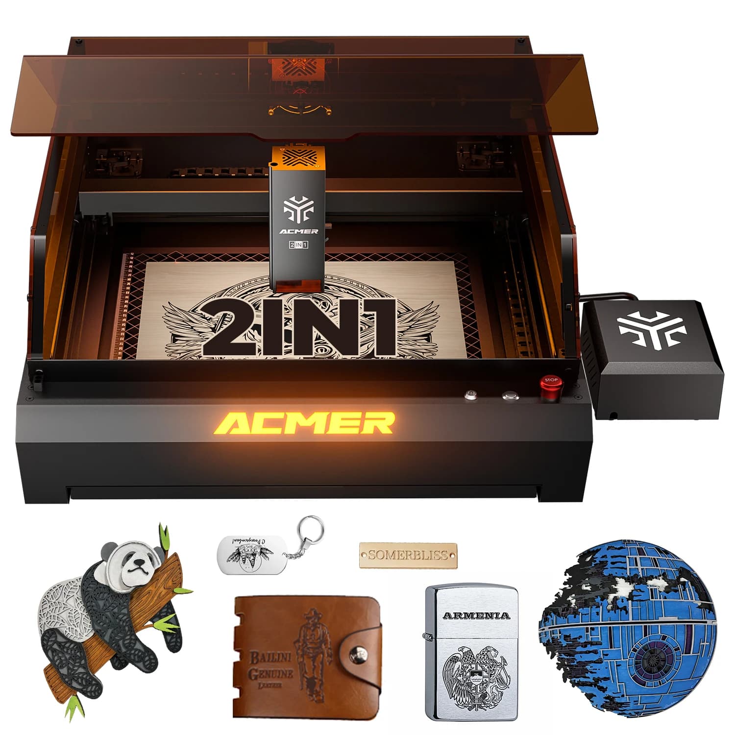 ACMER P3 48000mm/min Class 1 Laser Woodworking Engraving Cutter CNC Machine For Acrylic Plywood Leather Glass Wood With Air Pump