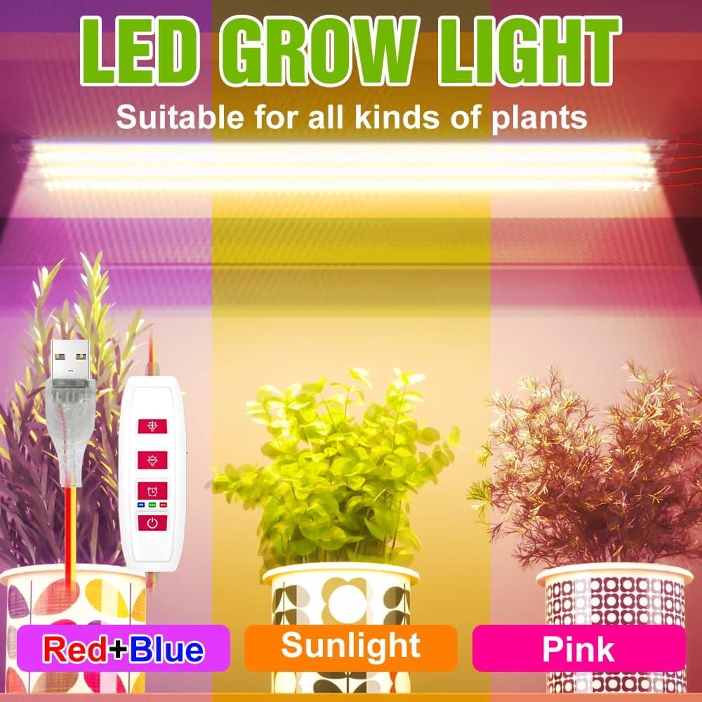 LED Grow Light Strips Full Spectrum Plant Lamp Dimmable Timer Auto On/Off Semi Plant Growing Indoor Hydroponic