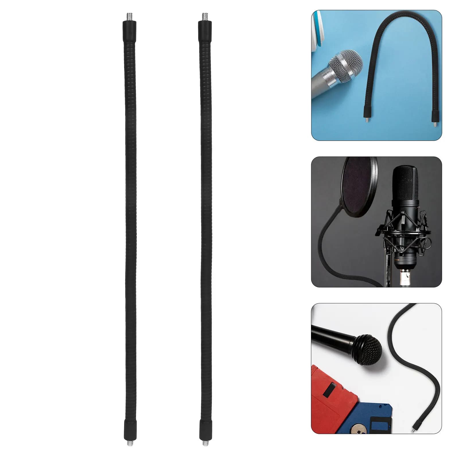 2Pcs Gooseneck Mic Stand Arms Adjustable Dual Head Flexible Extension Tube for Microphone Phone Camera Live Streaming Recording