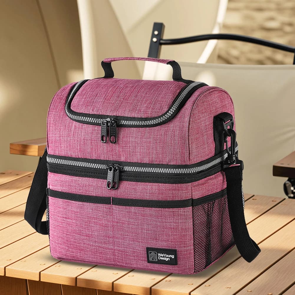 Borsa per il pranzo isolata Borsa per il pranzo a due piani Borsa da picnic all'aperto per lavoro, campeggio, escursionismo, picnic sulla spiaggia