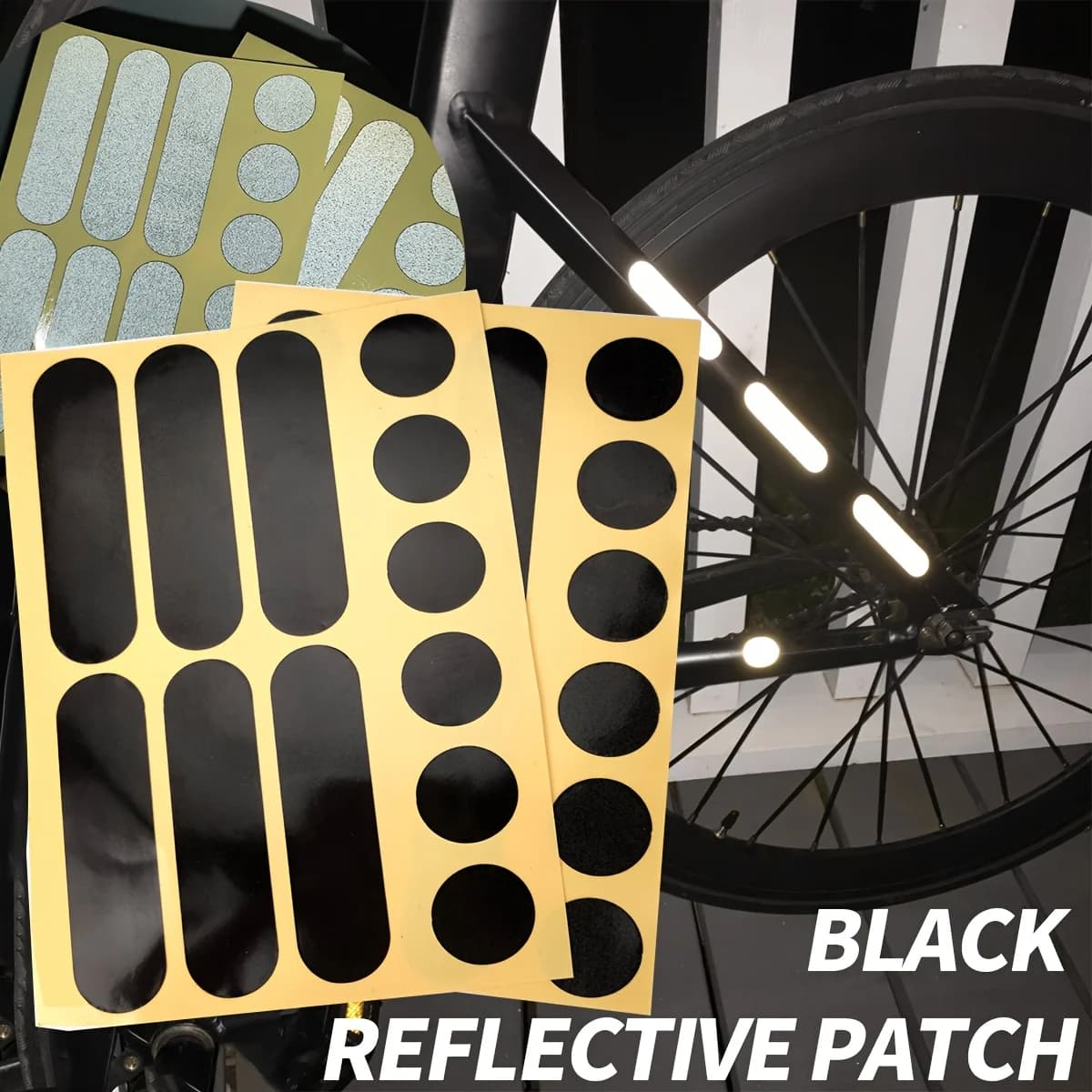 12 Pezzi Adesivi Riflettenti Neri, Decalcomanie di Sicurezza in Vinile Impermeabile Multiforma per Casco, Bici e Scooter