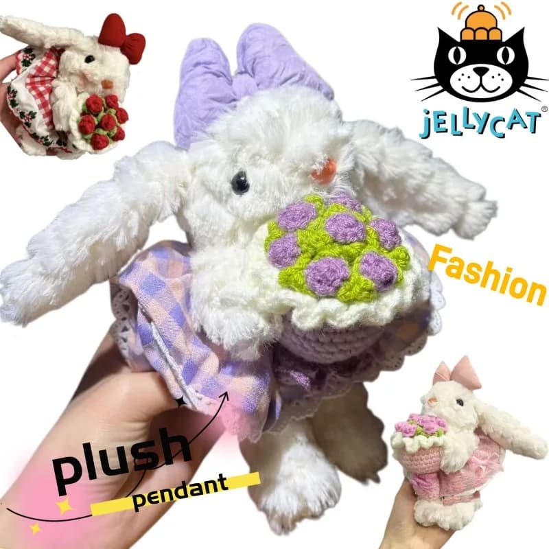 Portachiavi con pupazzo di coniglio 3D JC Bunny, accessorio creativo e alla moda per borse e chiavi, regalo per amici.