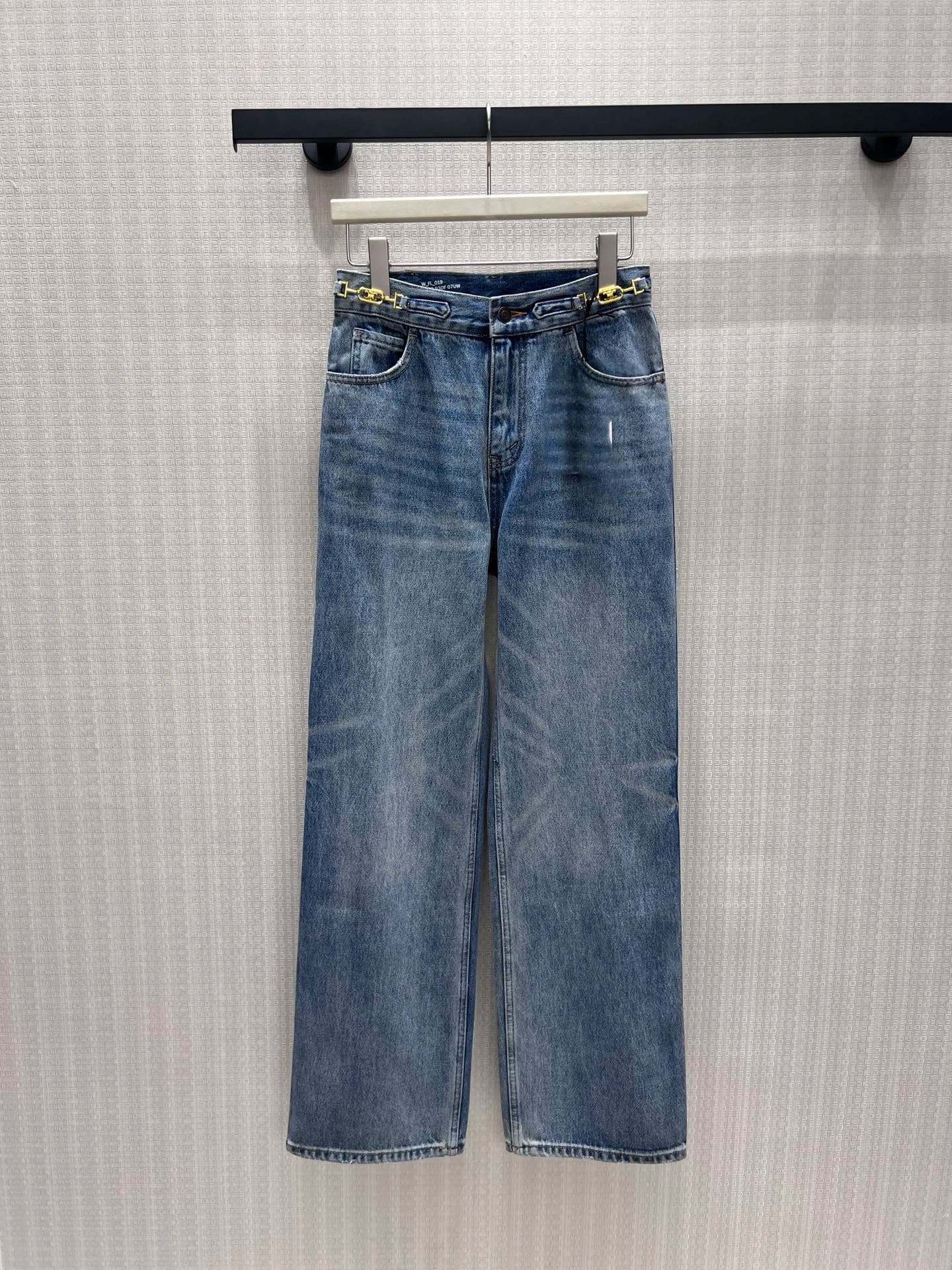 High Waist Straight Leg Jeans Women's Fashion Decorative Metal Chain Denim Pants Slimming Trousers Autumn Season Ladies Fit