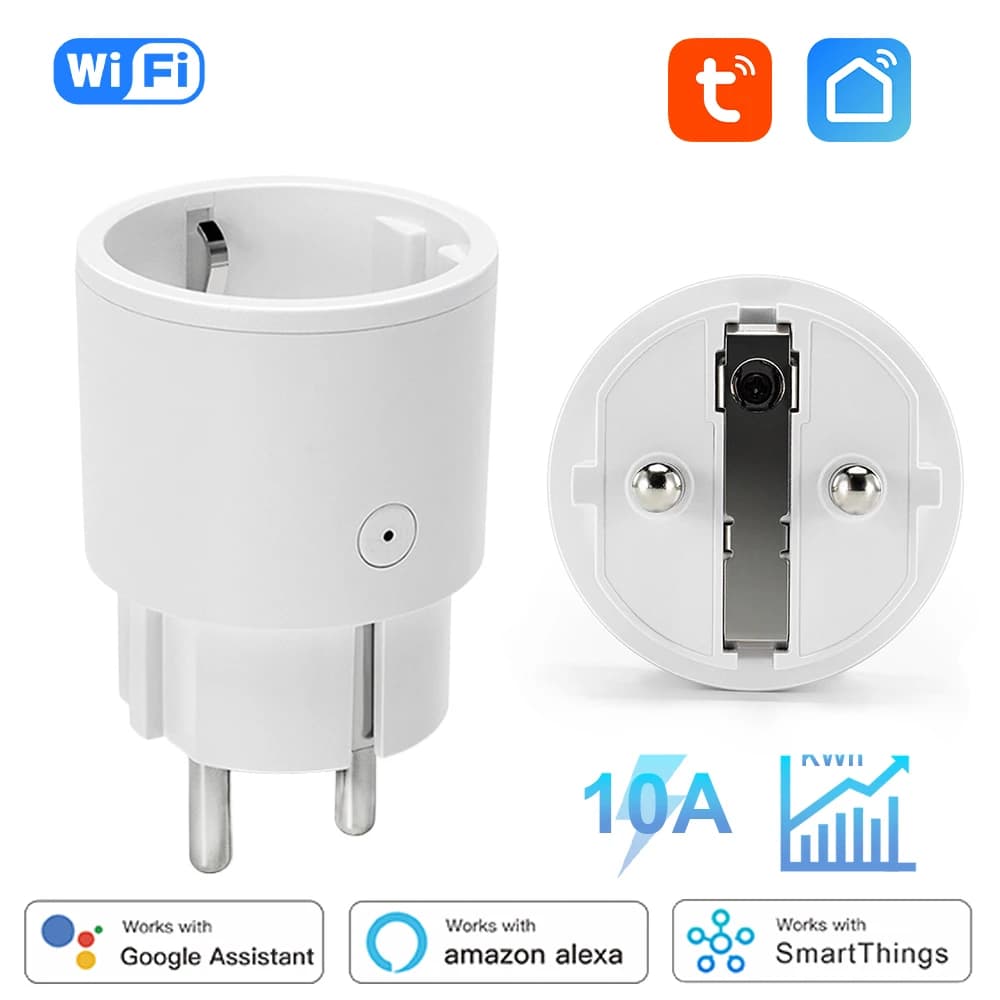 Smart WiFi Tuya 10A EU with Consumption Monitoring, Vocal Control and App, Compatible with Alexa and Google Home